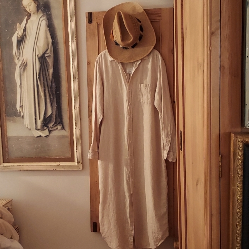 Frank & Eileen Rory Washed Linen Maxi Button-up Shirtdress Like New Large